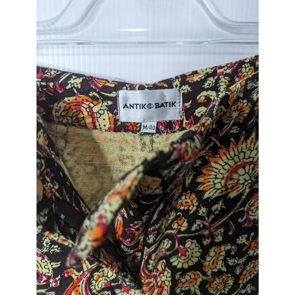 Antik Batik Cherie Pants Medium Black Cotton Paisley Print Boho Indie Festival - Picture 4 of 9